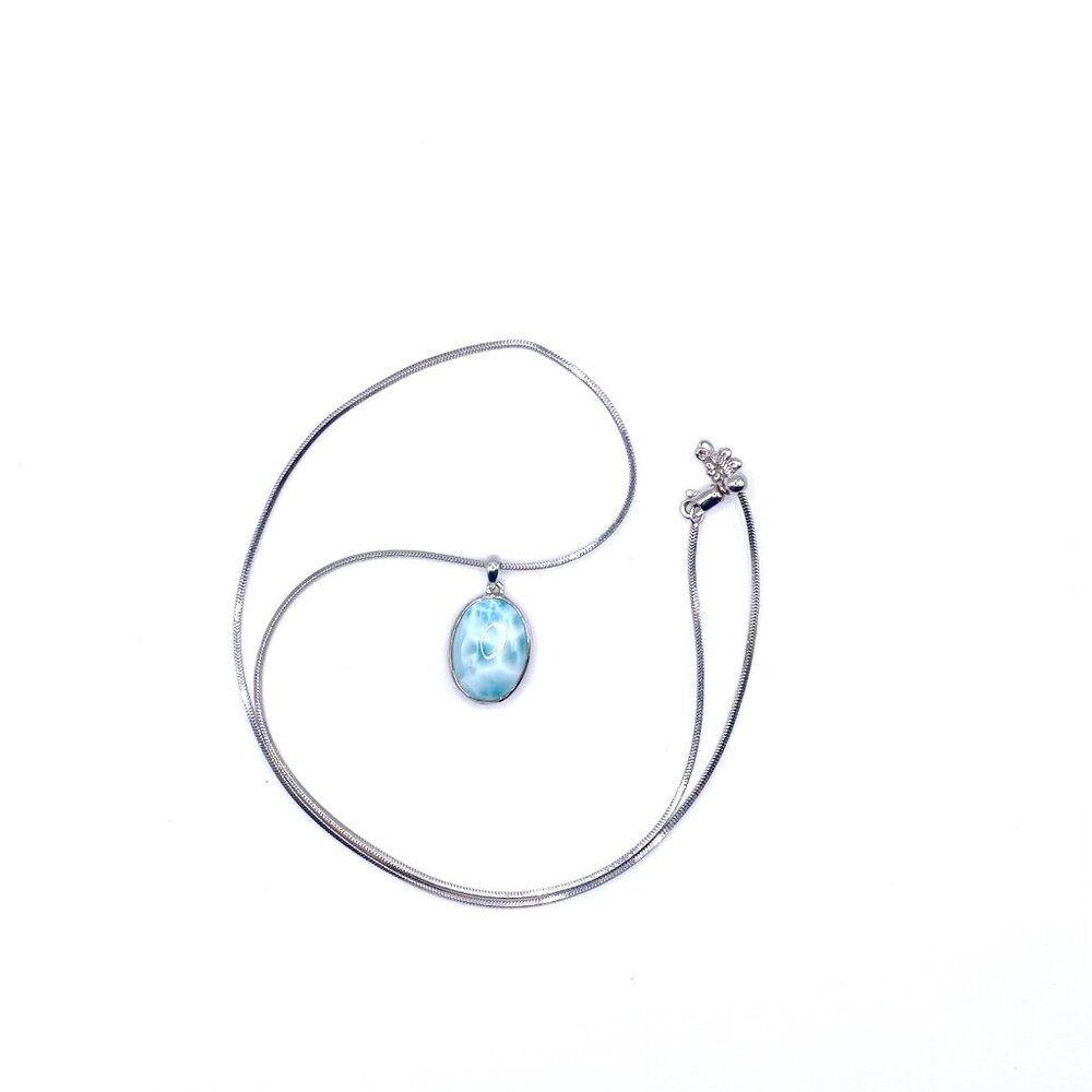 MARAHLAGO OVAL LARIMAR NECKLACE